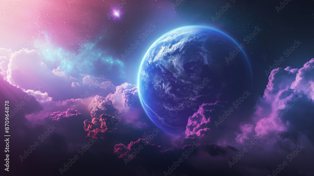 Planet Earth in Dark Purple Cloudy Sky Planet Earth in Dark Purple Cloudy Sky