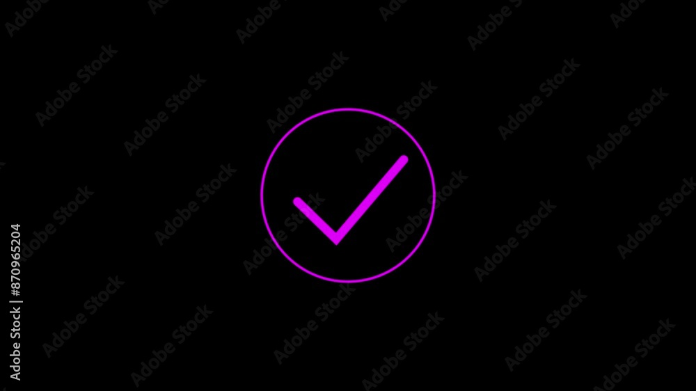 Check mark icon inside circle, positive mark, Colorful outline, line icon animation. Check mark icon inside circle, positive mark, Colorful outline, line icon animation.