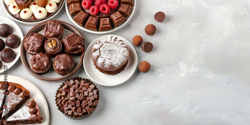 World Chocolate Day Indulge in a Variety of Delectable Chocolate Treats. Concept Chocolate, Treats, World Chocolate Day, Indulge, Delectable World Chocolate Day Indulge in a Variety of Delectable Chocolate Treats. Concept Chocolate, Treats, World Chocolate Day, Indulge, Delectable
