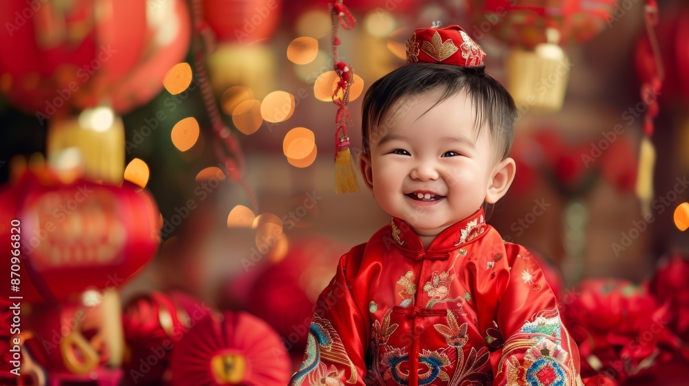 Realistic full body photo of a charming chinese baby celebrating a joyful moment Realistic full body photo of a charming chinese baby celebrating a joyful moment