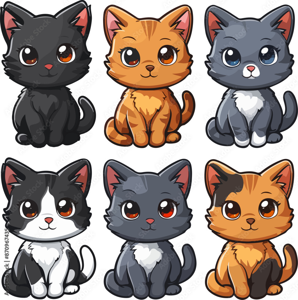 Set of cartoon cats in vectorial isolated on white background Set of cartoon cats in vectorial isolated on white background