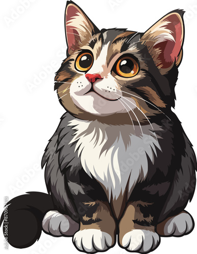 Cat isolated in white background, cartoon, vector
