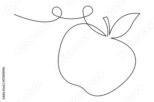Continuous one single line art drawing of apples icon organic food vector
