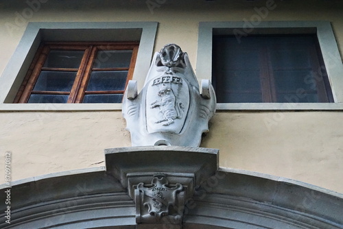 Coat of arms on Montauto Castle in Grassina, Florence, Italy photo