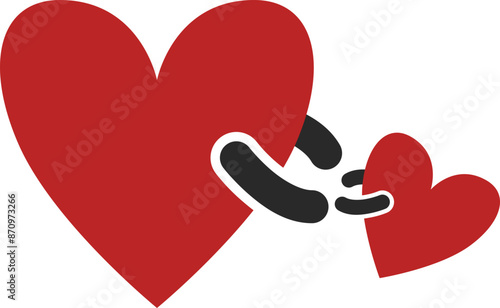 two hearts embracing with kindness and help