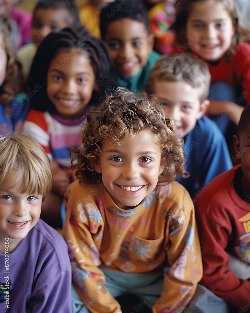 World Children's Day: A playful scene of children from various backgrounds playing and learning together. Ample copy space, professional colors, clear focus, no text. World Children's Day: A playful scene of children from various backgrounds playing and learning together. Ample copy space, professional colors, clear focus, no text.