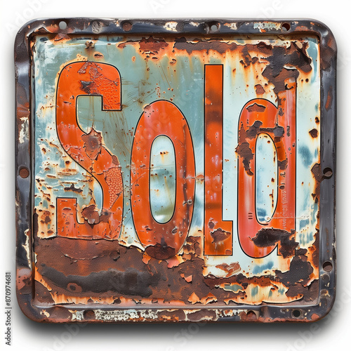 vintage disressed metal sold sign photo