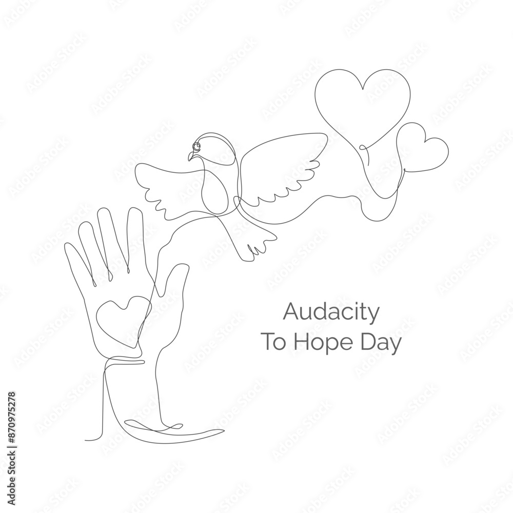 Audacity To Hope Day continuous line drawing concept design. June 4. Vector, illustration. Audacity To Hope Day continuous line drawing concept design. June 4. Vector, illustration.