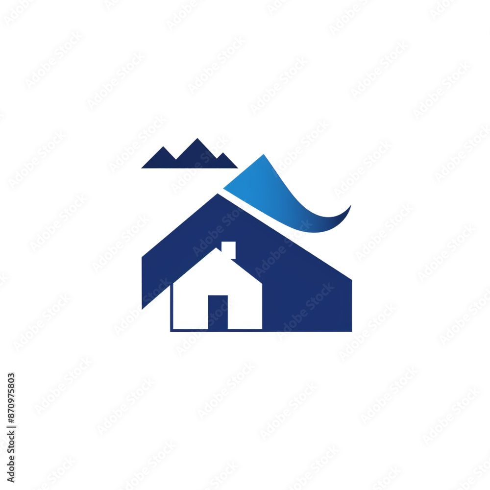 Blue House Icon: Minimalist Home Symbol Isolated on Transparent Background Blue House Icon: Minimalist Home Symbol Isolated on Transparent Background