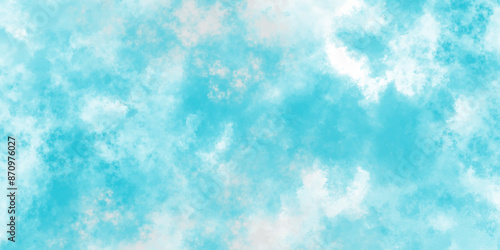 Beautiful cloudscape with natural white tiny clouds, shiny blue sky background  horizon spring morning sky with clouds background.  blue sky Watercolor background, Illustration, texture for  design.