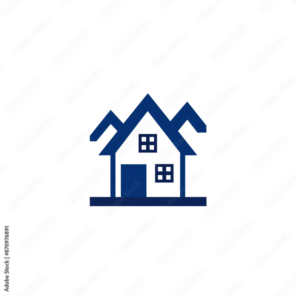 Blue House Icon: Minimalist Home Symbol Isolated on Transparent Background Blue House Icon: Minimalist Home Symbol Isolated on Transparent Background