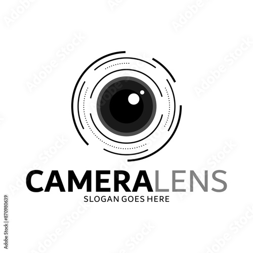 photography camera lens logo vector minimalist illustration design