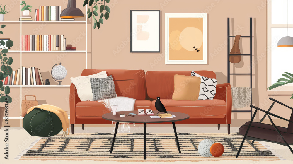 Round Coffee Table: Wooden or metal, providing a central spot for decor and beverages.
Round Coffee Table: Wooden or metal, providing a central spot for decor and beverages.