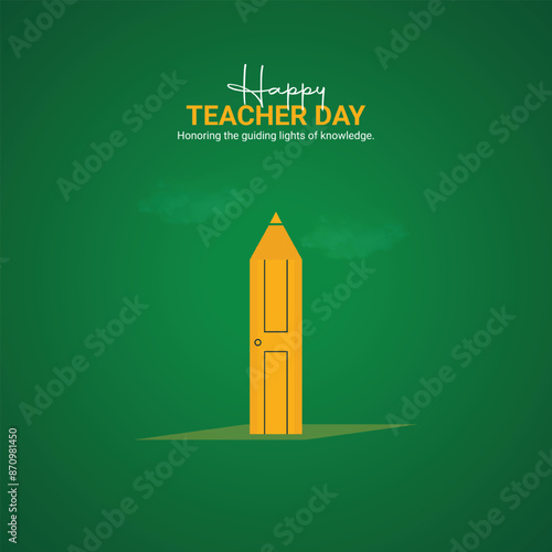 Creative teacher day ads design. World teacher day, Celebrated in United States in September 5st, vector, 3d illustration