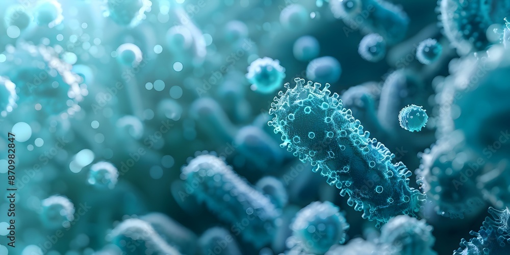 Microscopic view of turquoise bacterial membrane transporters facilitating nutrient absorption and antibiotic resistance. Concept Bacterial Membrane Transporters, Turquoise Color Microscopic view of turquoise bacterial membrane transporters facilitating nutrient absorption and antibiotic resistance. Concept Bacterial Membrane Transporters, Turquoise Color