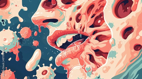 Detailed Closeup of Infected Wound in Flat Design Illustration for Medical Concepts photo