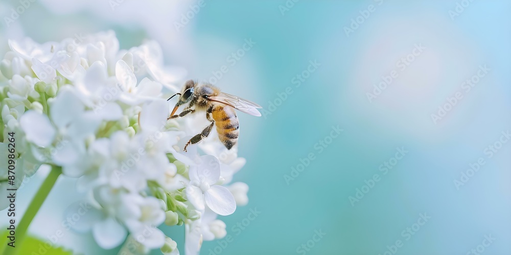 Exploring Nature's Beauty A Bee Covered in Pollen on a White Flower. Concept Nature Photography, Pollination, Bee and Flower, Macro Shot, Wildlife Close-Up Exploring Nature's Beauty A Bee Covered in Pollen on a White Flower. Concept Nature Photography, Pollination, Bee and Flower, Macro Shot, Wildlife Close-Up
