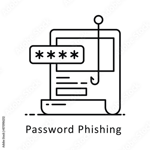 Password Phishing vector outline Design illustration. Symbol on White background EPS 10 File