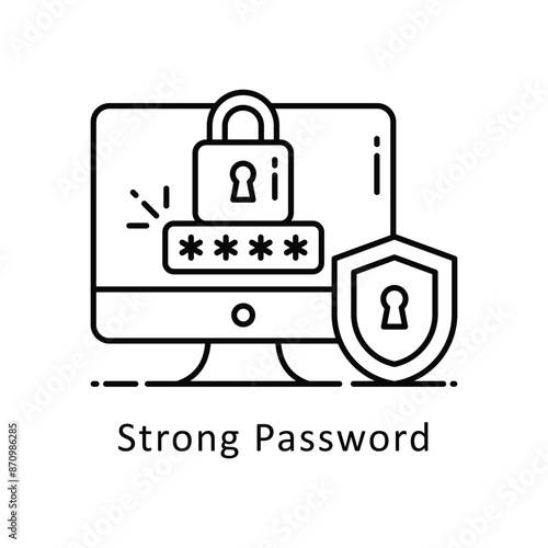 Strong Password vector  outline Design illustration. Symbol on White background EPS 10 File © Optima GFX
