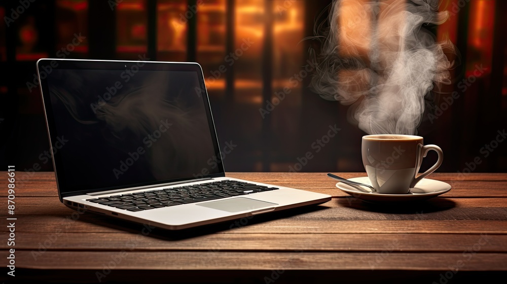 Fototapeta premium cup coffee and technology