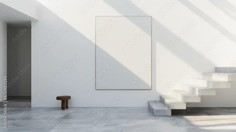 Fototapeta premium modern interior design with empty canvas on wall copy space for wall art