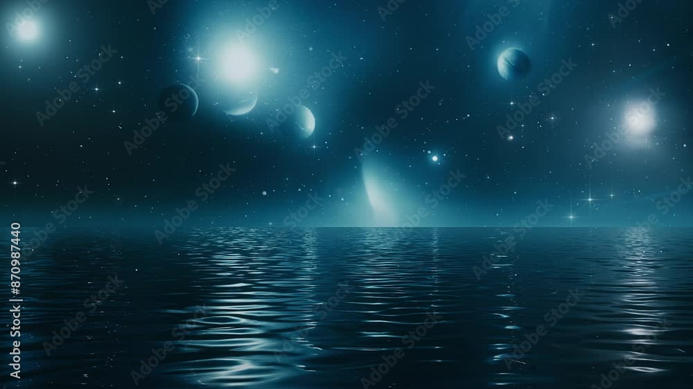 Abstract Sea Ocean Seascape in a Mistycal Night - Loop Fantasy Background Animation V2 Abstract Sea Ocean Seascape in a Mistycal Night - Loop Fantasy Background Animation V2