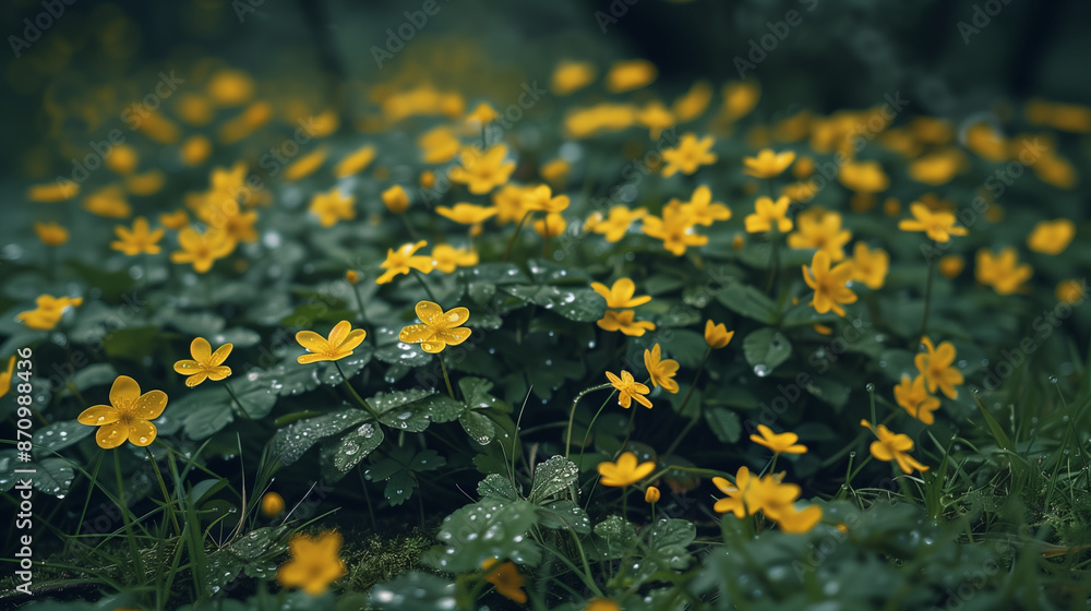 Yellow flowers after heavy rain Yellow flowers after heavy rain