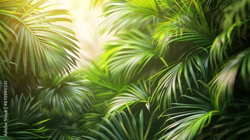 Lush Green Tropical Palm Leaves with Sunlight Lush Green Tropical Palm Leaves with Sunlight