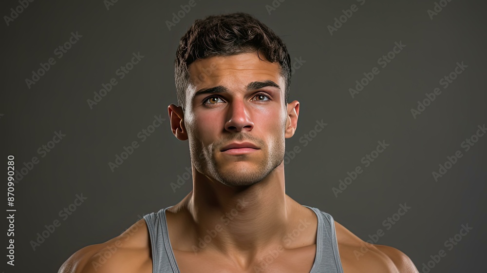 Obraz premium workout young man gray background