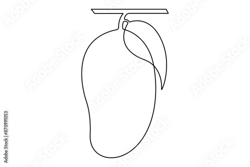 One continuous line drawing of healthy organic mango fresh tropical fruitage concept vector icon
