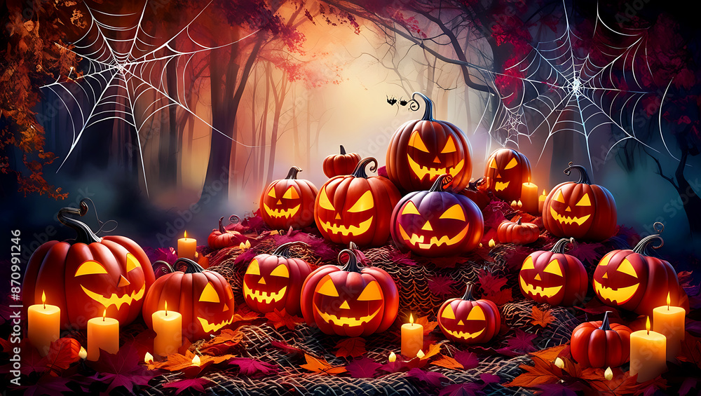 Naklejka premium Scary laughing Halloween pumpkins