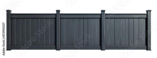 Modern black vinyl privacy fence panel for outdoor boundary and property security. Durable and stylish design for residential and commercial use.