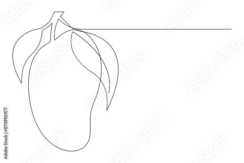 One continuous line drawing of healthy organic mango fresh tropical fruitage concept vector icon
