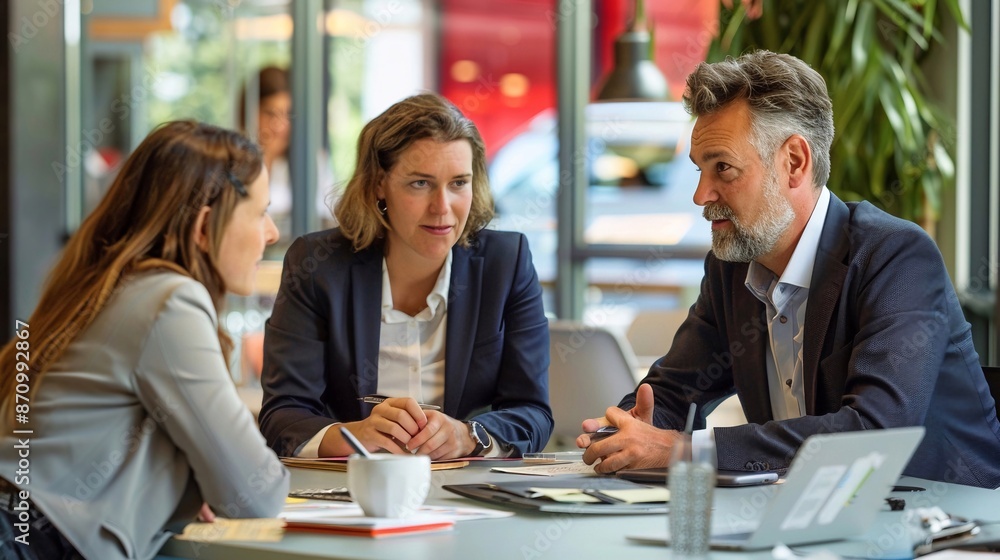 Persone discutono affari di lavoro seduti in riunione. Persone discutono affari di lavoro seduti in riunione.