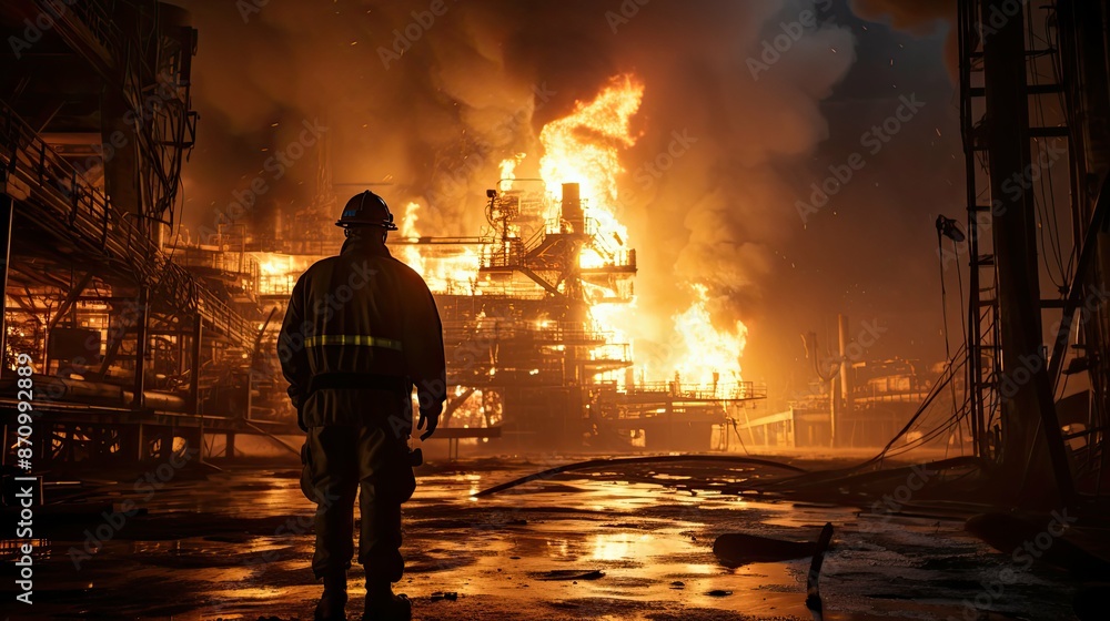 Fototapeta premium vessel oil rig fire