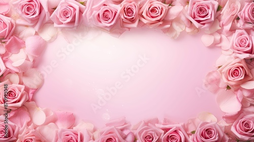vibrant pink rose frame © vectorwin