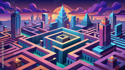 Vibrant Digital Art of Futuristic Cityscape at Twilight