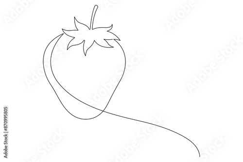 Single continuous line drawing of organic strawberry for fruit icon fresh berries fruitage concept 