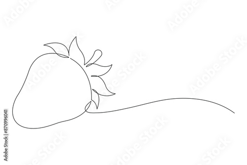 Single continuous line drawing of organic strawberry for fruit icon fresh berries fruitage concept 
