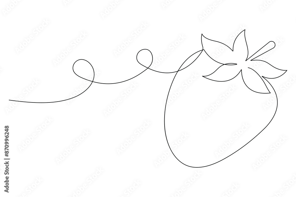 Single continuous line drawing of organic strawberry for fruit icon fresh berries fruitage concept Single continuous line drawing of organic strawberry for fruit icon fresh berries fruitage concept