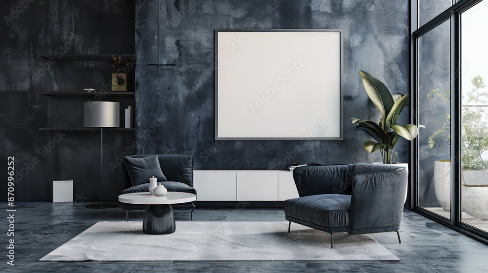 Fototapeta premium empty room with wall mockup space, copy space canvas, blank canvas, minimalistic interior