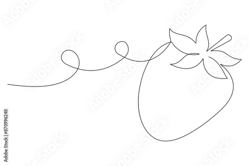 Single continuous line drawing of organic strawberry for fruit icon fresh berries fruitage concept 