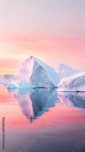 Icebergs floating at sunrise, icebergs, arctic dawn © Pungu x
