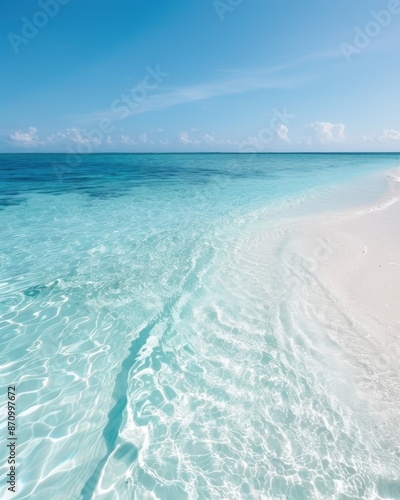 Pristine beach with turquoise water, clear water, seaside escape photo