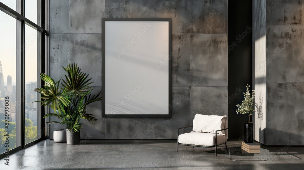 blank canvas on empty wall design mockup, concept interior design minimalistic but modern blank canvas on empty wall design mockup, concept interior design minimalistic but modern