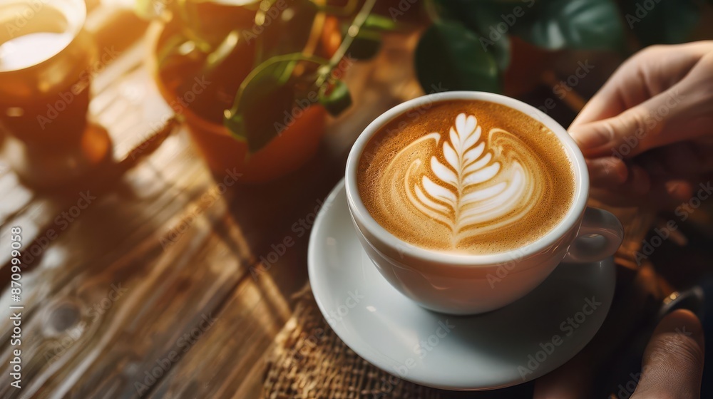 artisanal latte art in rustic cafe baristas hands crafting design rich coffee aroma warm wood tones soft morning light artisanal latte art in rustic cafe baristas hands crafting design rich coffee aroma warm wood tones soft morning light