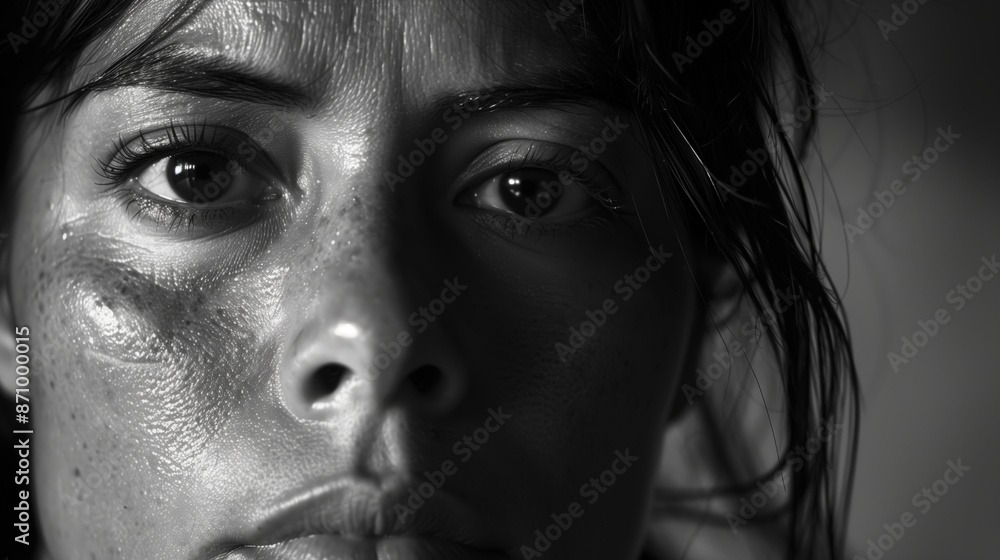 Emotional Black and White Close-up Portrait of a Woman with Intense Gaze
Emotional Black and White Close-up Portrait of a Woman with Intense Gaze
