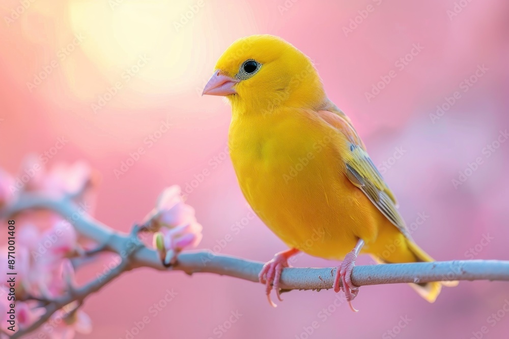 Canary, isolated on pastel background, stock photographic style Canary, isolated on pastel background, stock photographic style