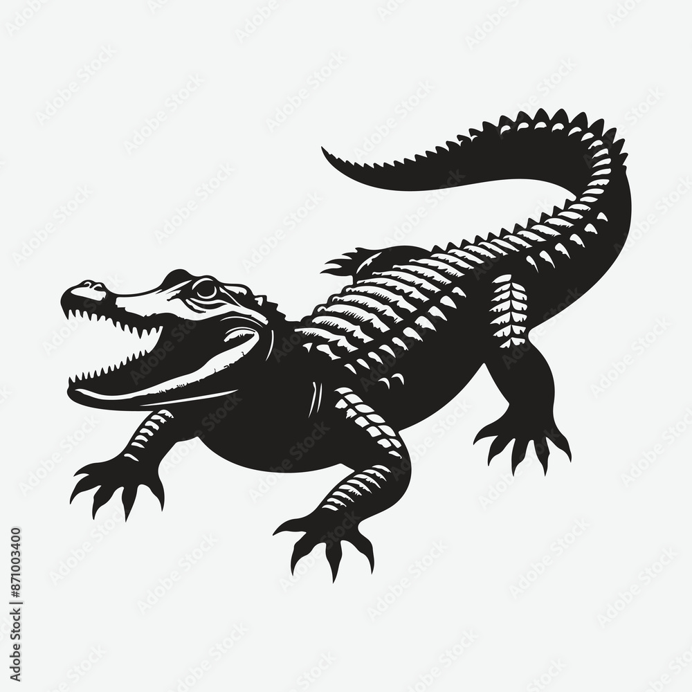 Fototapeta premium Majestic Alligator Silhouettes: Capturing the Essence of the Swamp