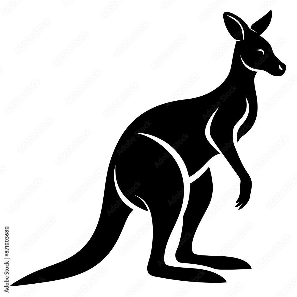 Graceful Kangaroo Silhouette Vector Illustration for Wildlife Designs Graceful Kangaroo Silhouette Vector Illustration for Wildlife Designs